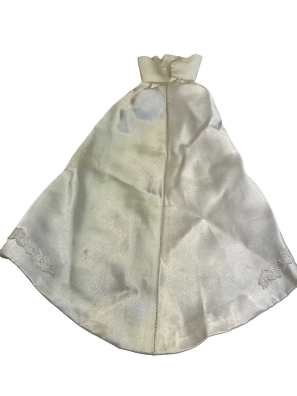 Vintage Barbie Fashion Doll Wedding Dress Satin Long Trim Imperfect